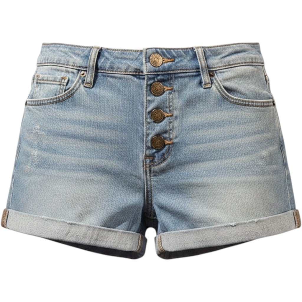 Vintage Abercrombie Exposed Button Fly Jean Shorts Cuffed Y2k Shorts 27" Womens